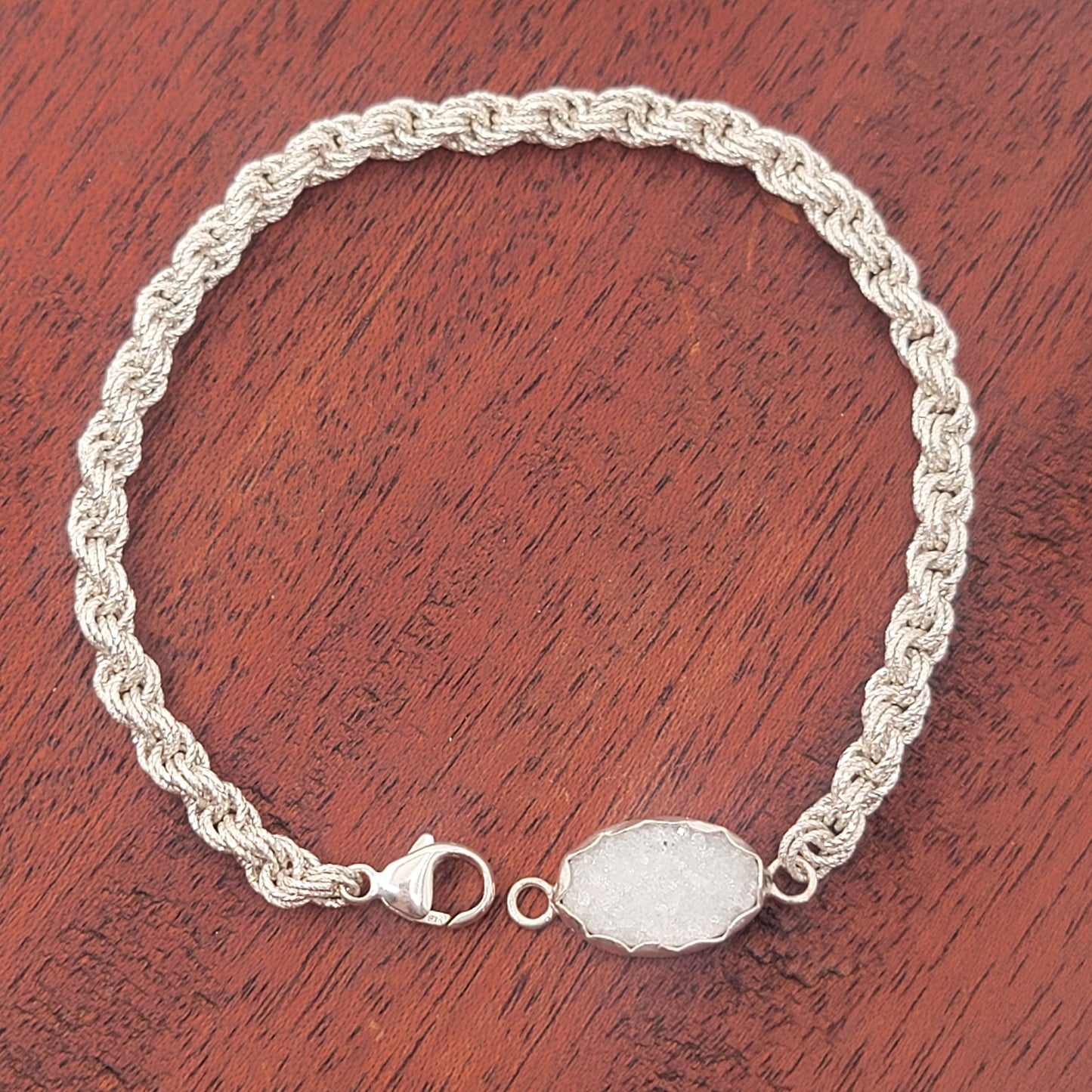 Small Silver Sparkle Chain Bracelet with Druzy