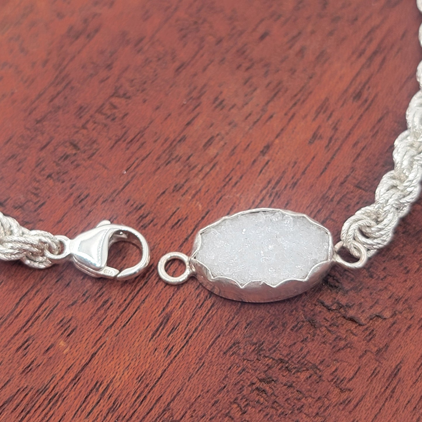 Small Silver Sparkle Chain Bracelet with Druzy