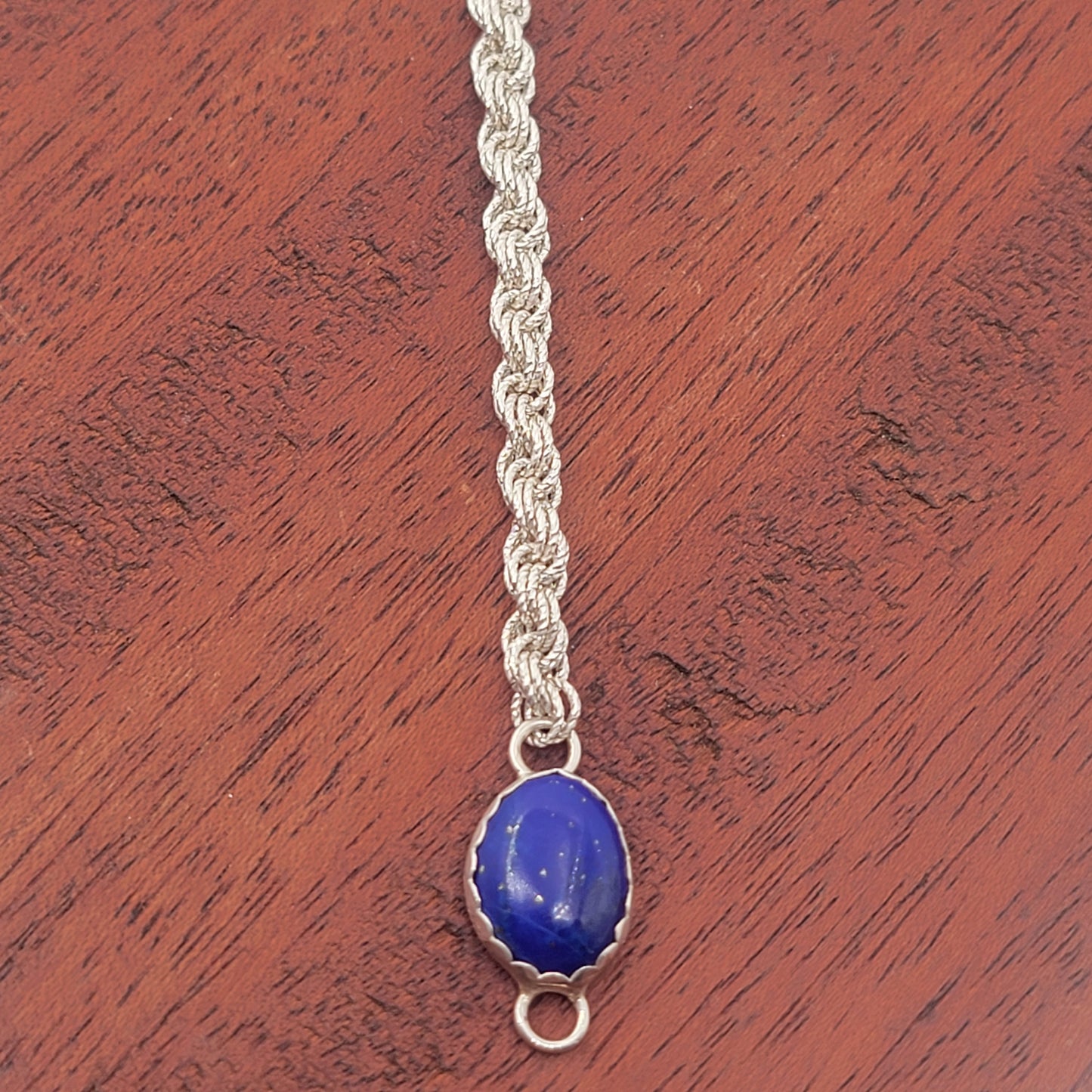 Small Silver Sparkle Chain Bracelet with Lapiz