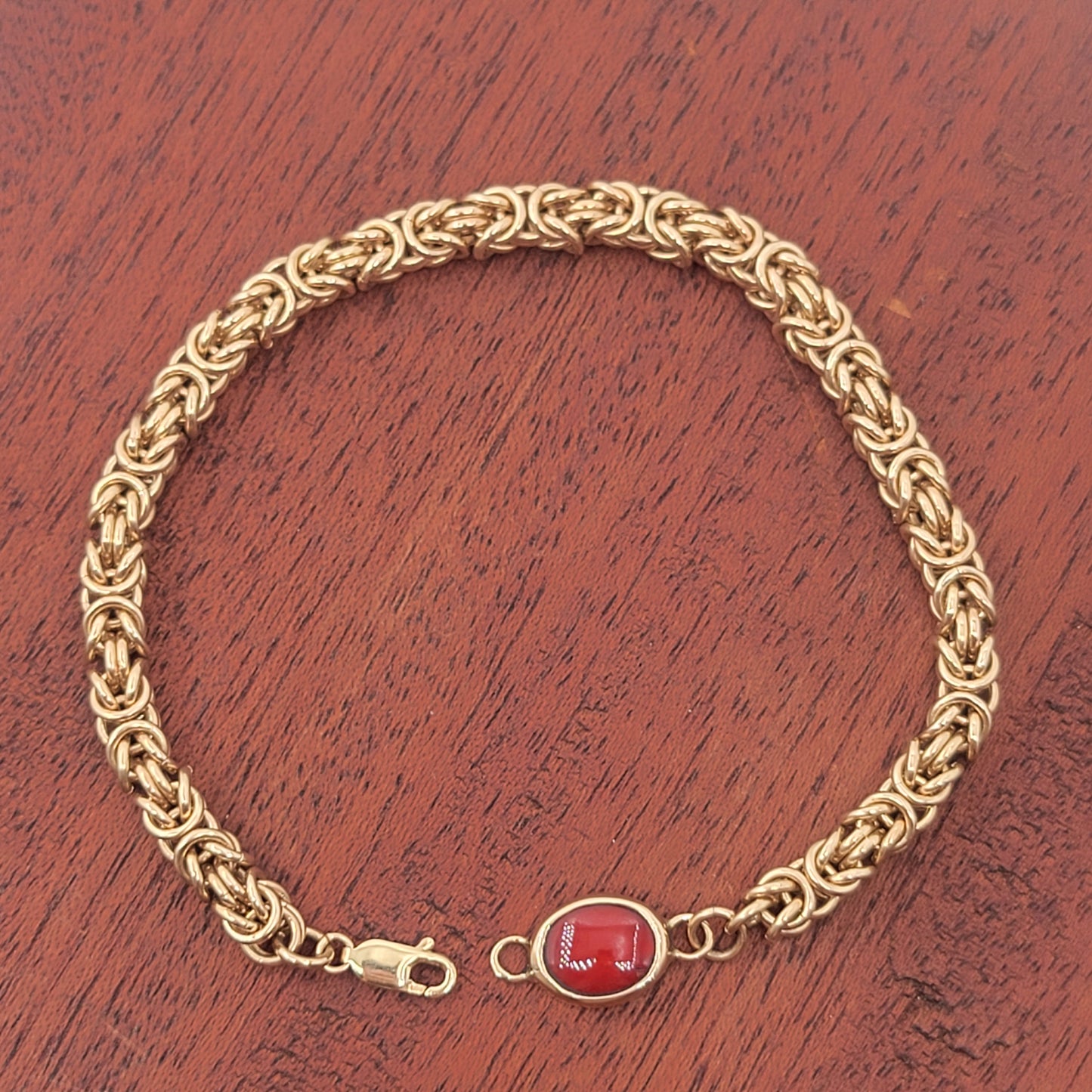 Small Gold Chain Bracelet with Coral