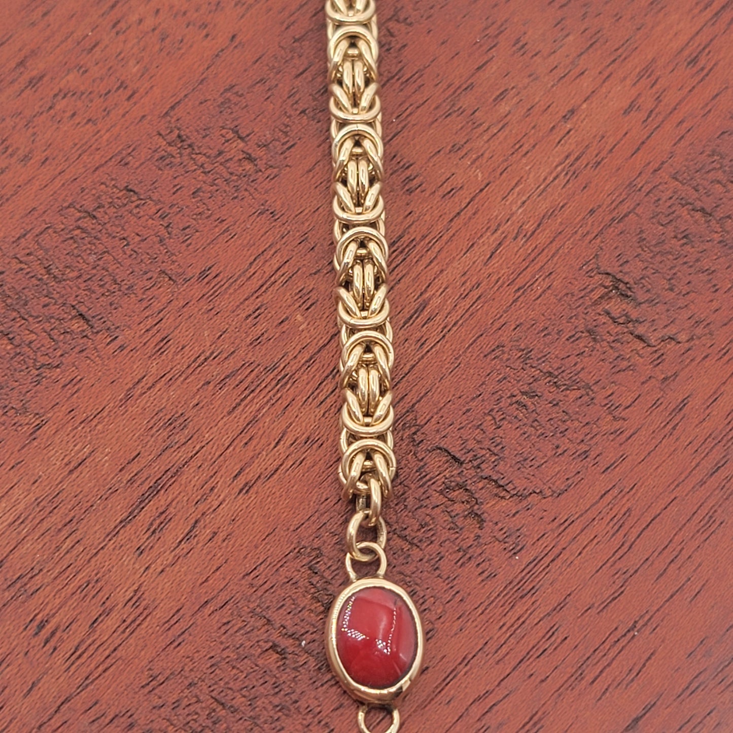 Small Gold Chain Bracelet with Coral