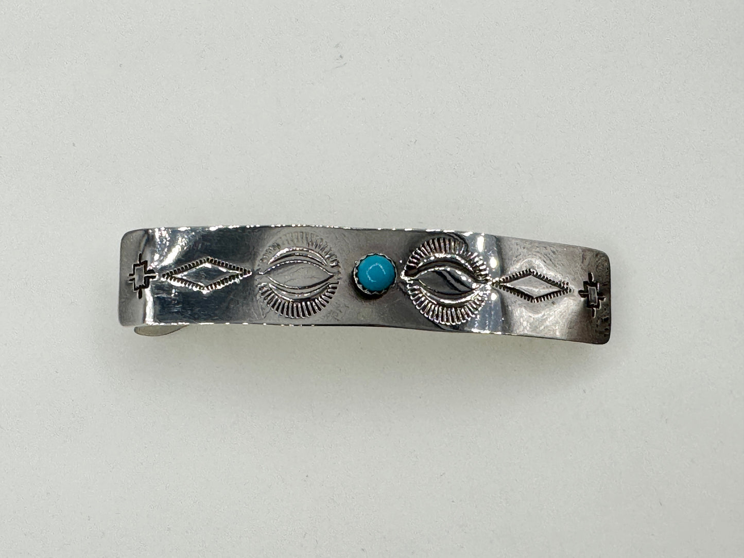 Small Sterling Silver Barette with Sleeping Beauty Turquoise