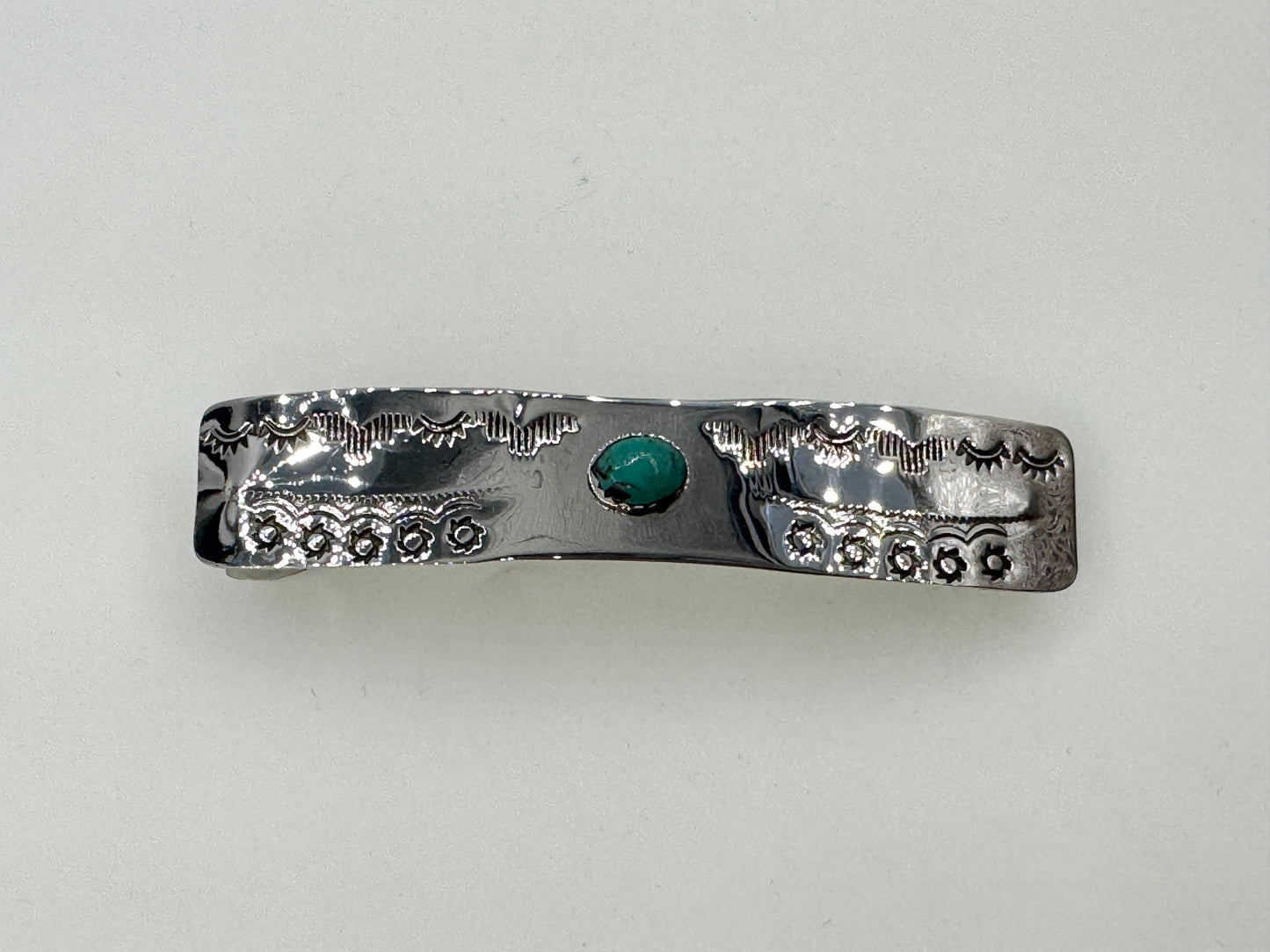 Small Sterling Silver Barrette with Arizona Turquoise