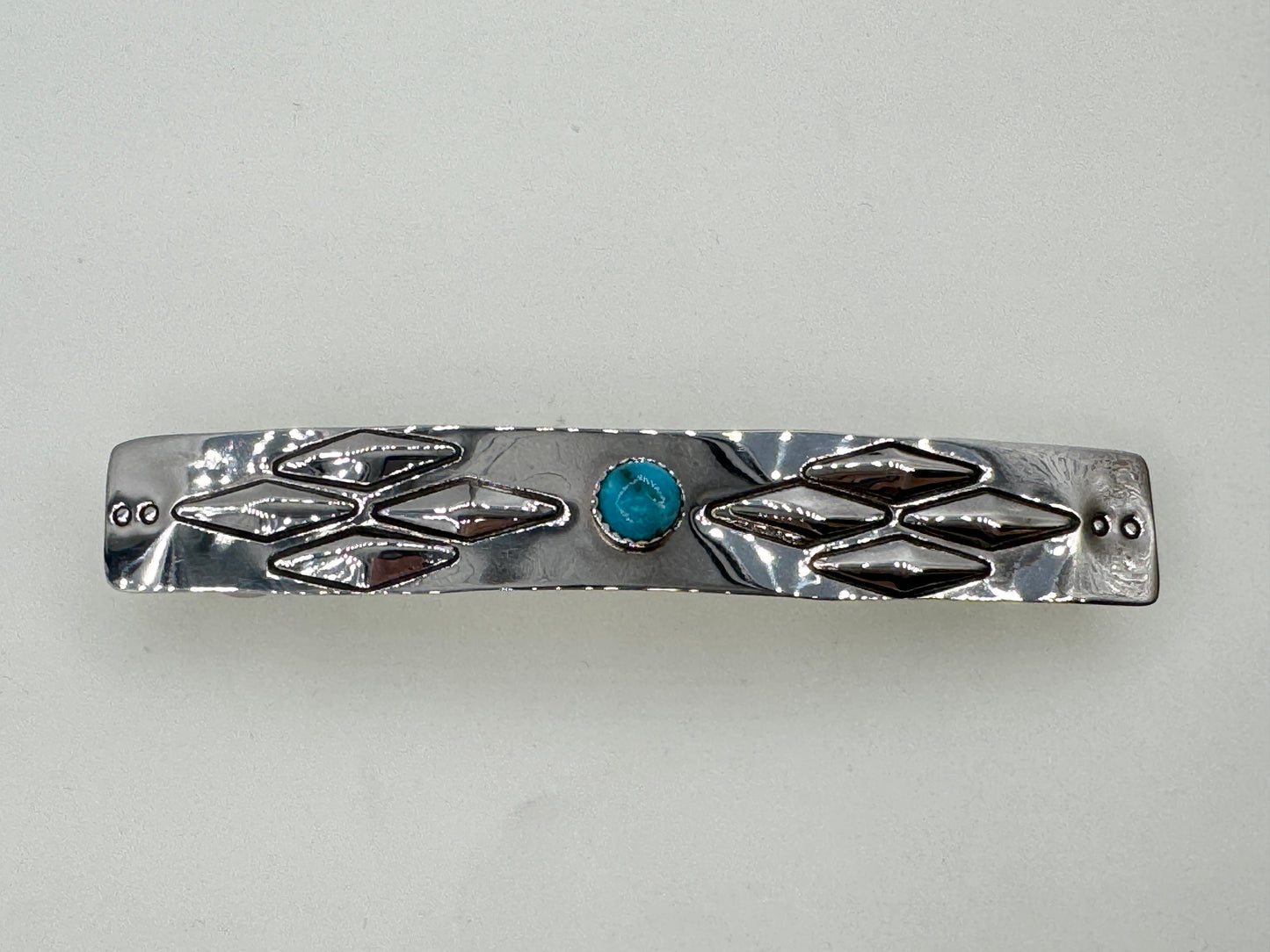Large Sterling Silver Barrette with Turquoise