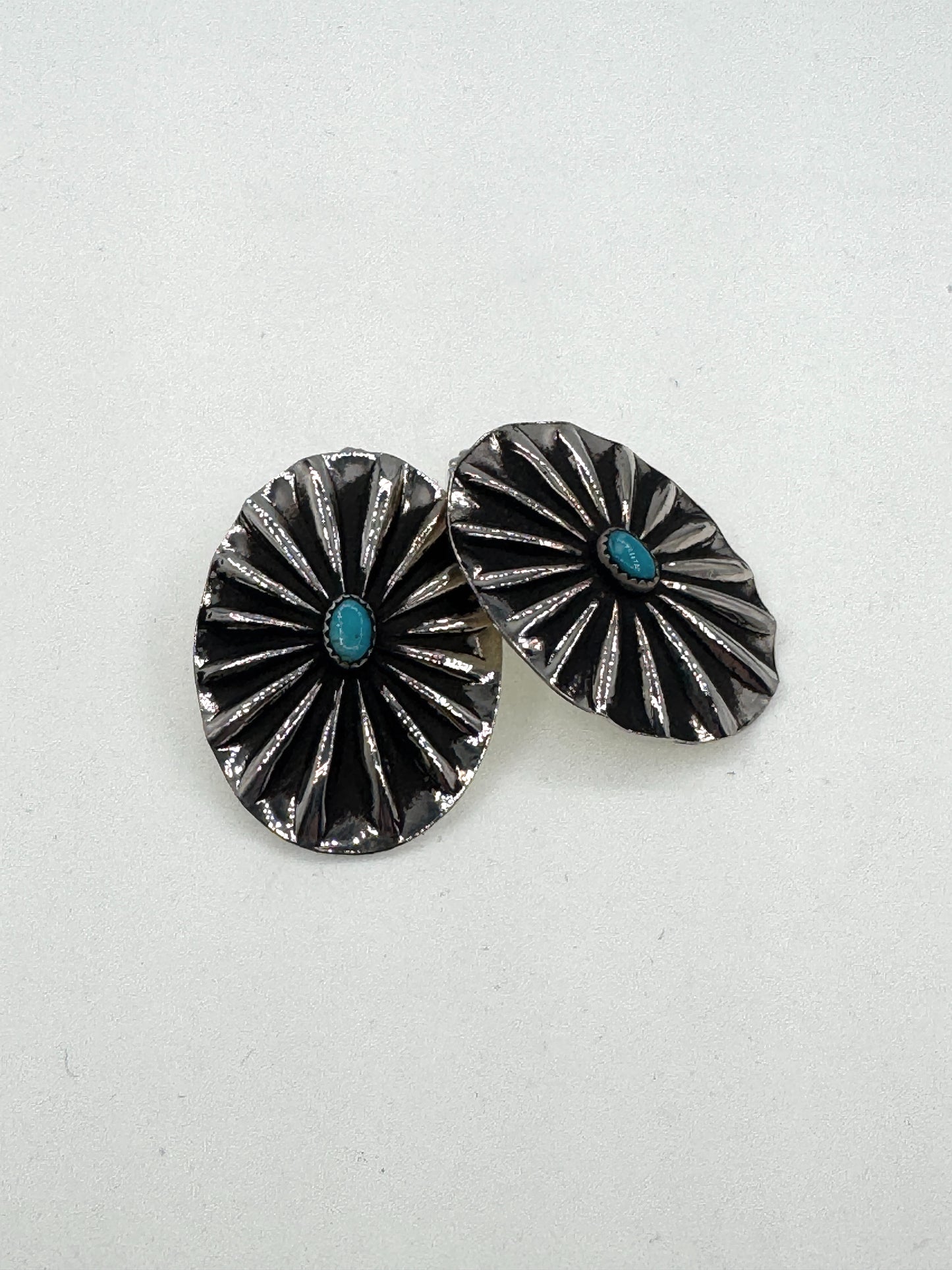 Plate Concho Earrings with Turquoise