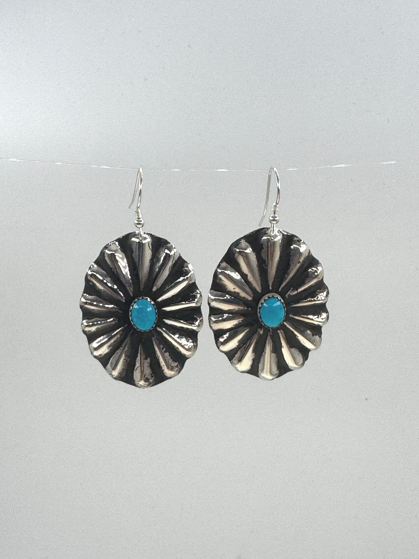 Dangle Concho Earrings with Turquoise