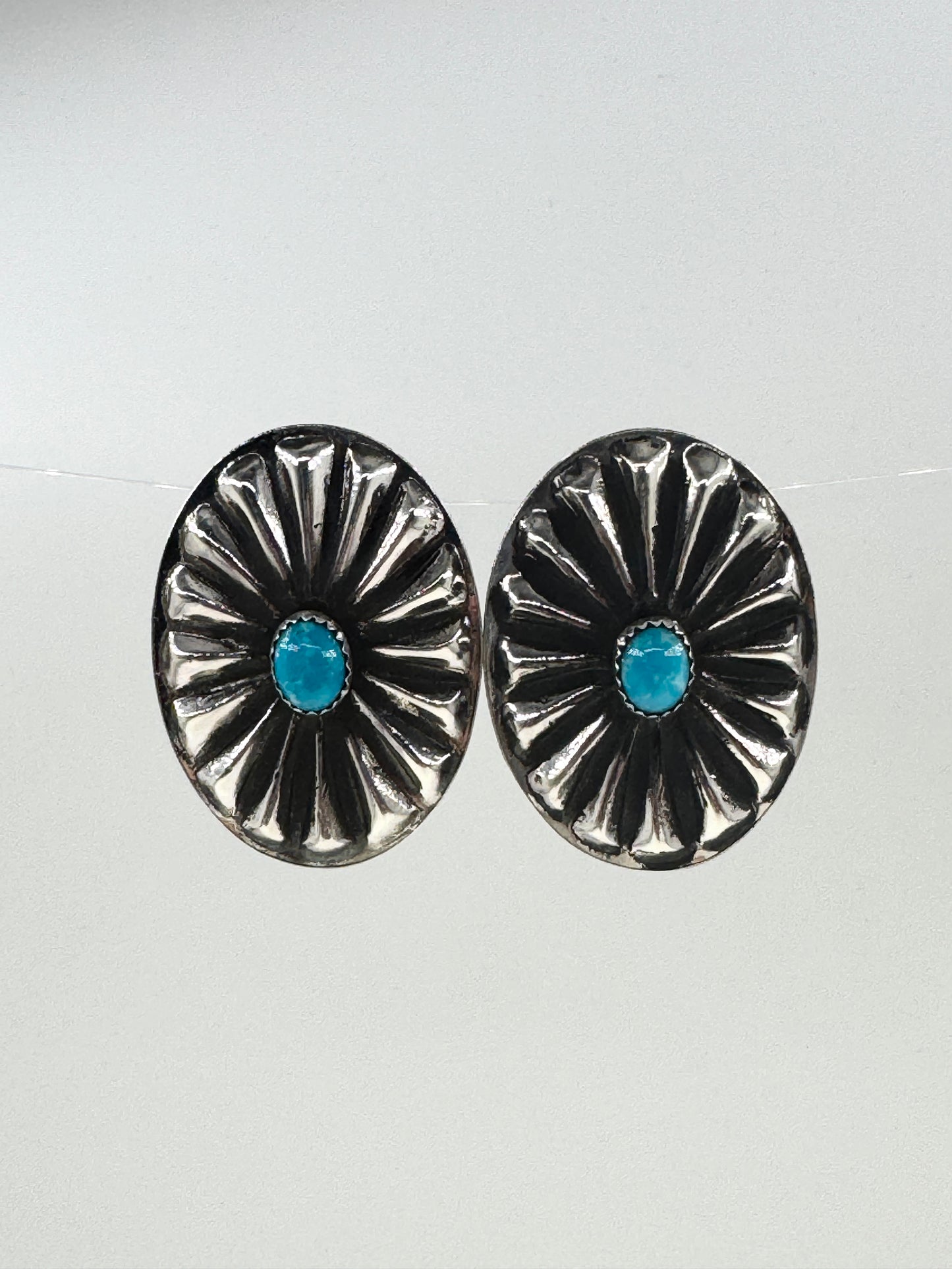 Concho Oval Earrings with Turquoise