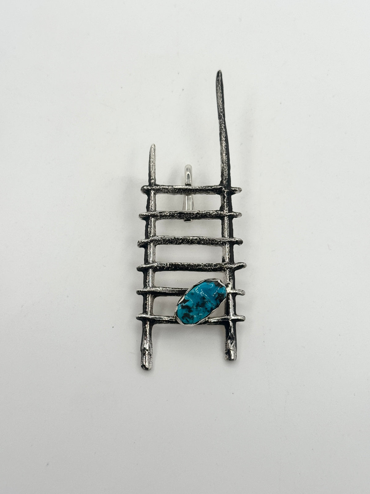 Large Tufa Cast Kiva Ladder with Kingman Turquoise