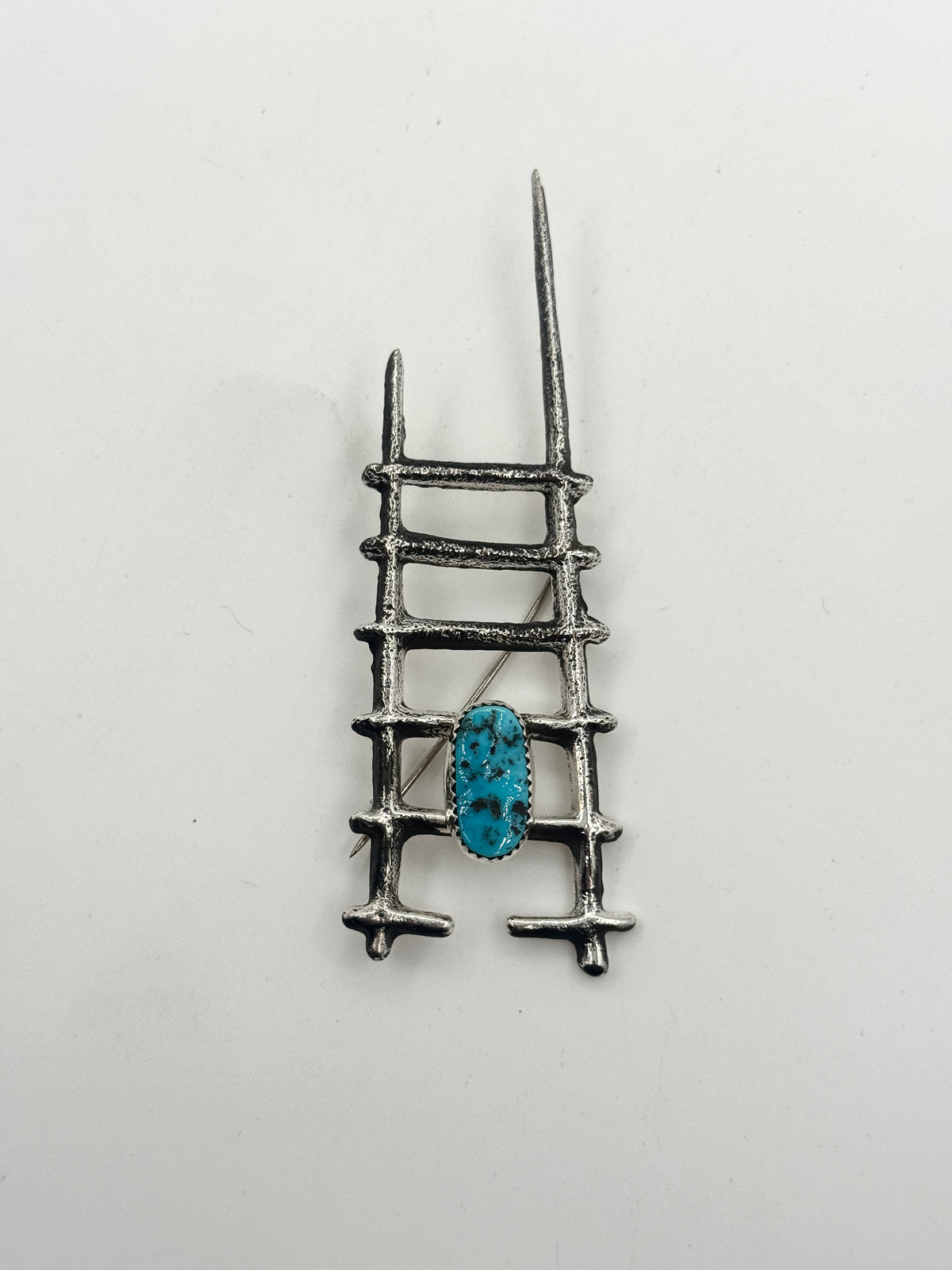 Large Tufa Cast Kiva Ladder with Kingman Turquoise