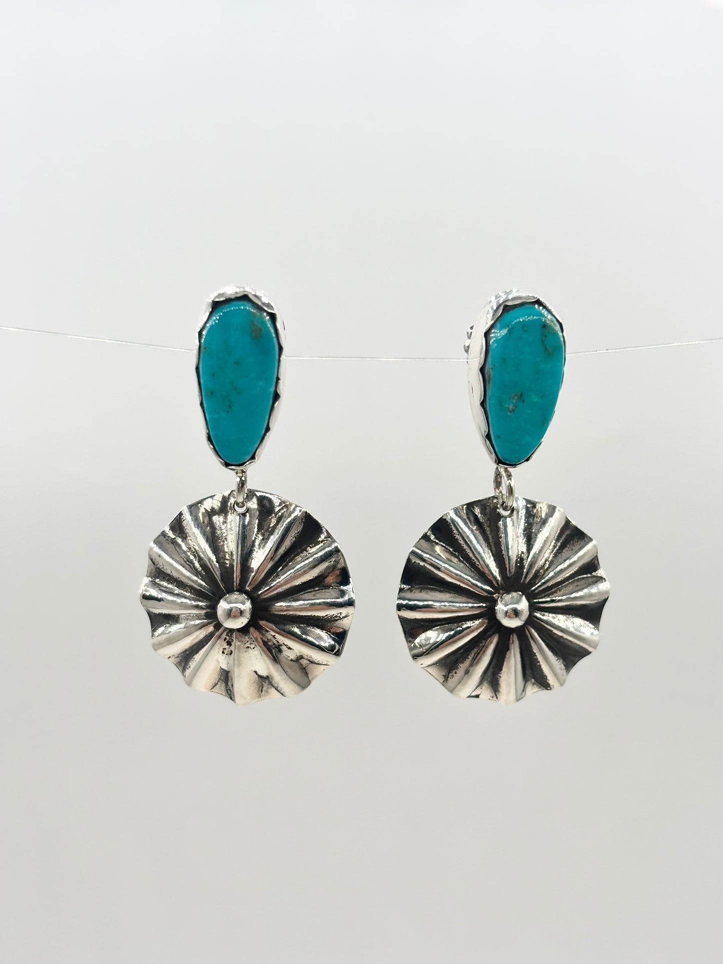 Post Teardrop Kingman Turquoise with One Inch Concho