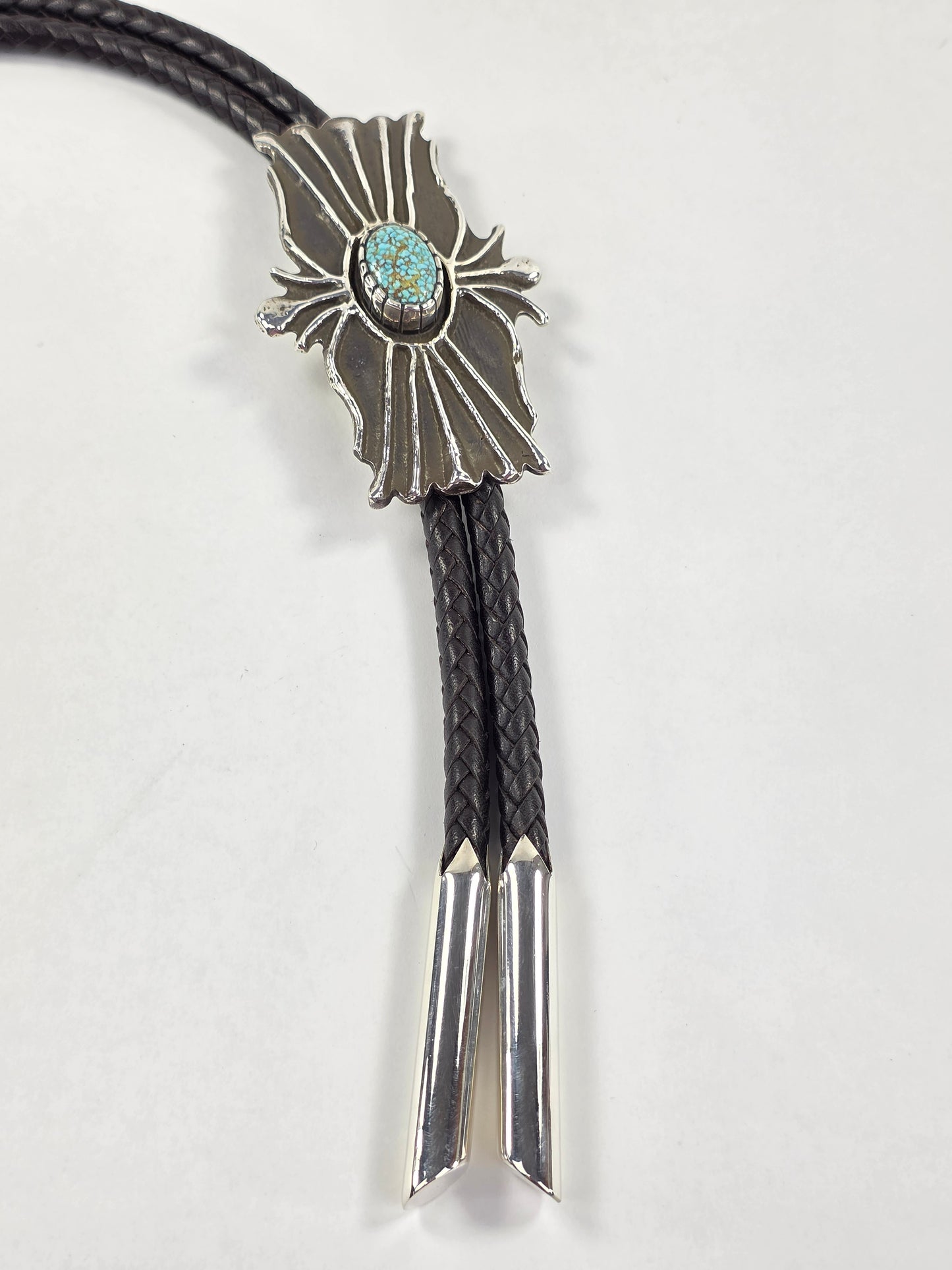 Bolo Tie Tufa Cast with Kingman turquoise