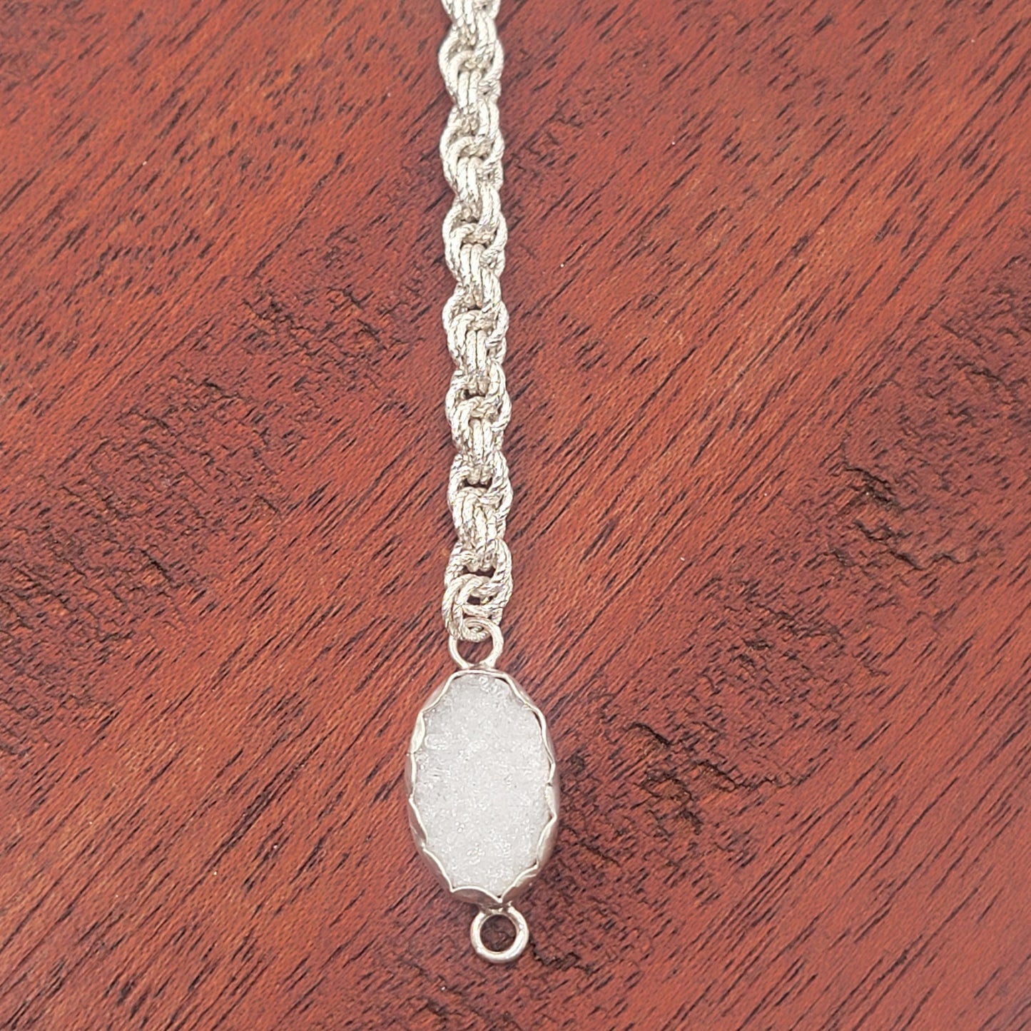 Small Silver Sparkle Chain Bracelet with Druzy