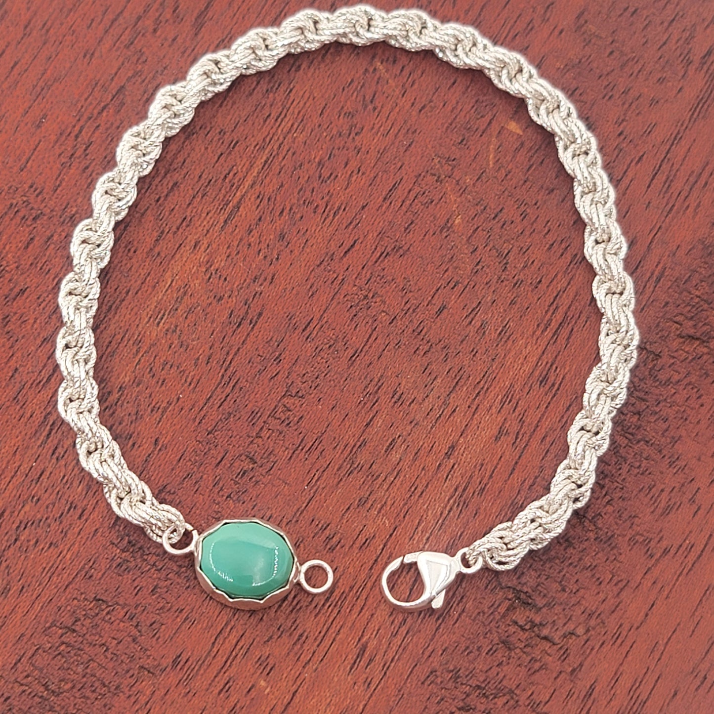 Small Silver Sparkle Chain Bracelet with Turquoise