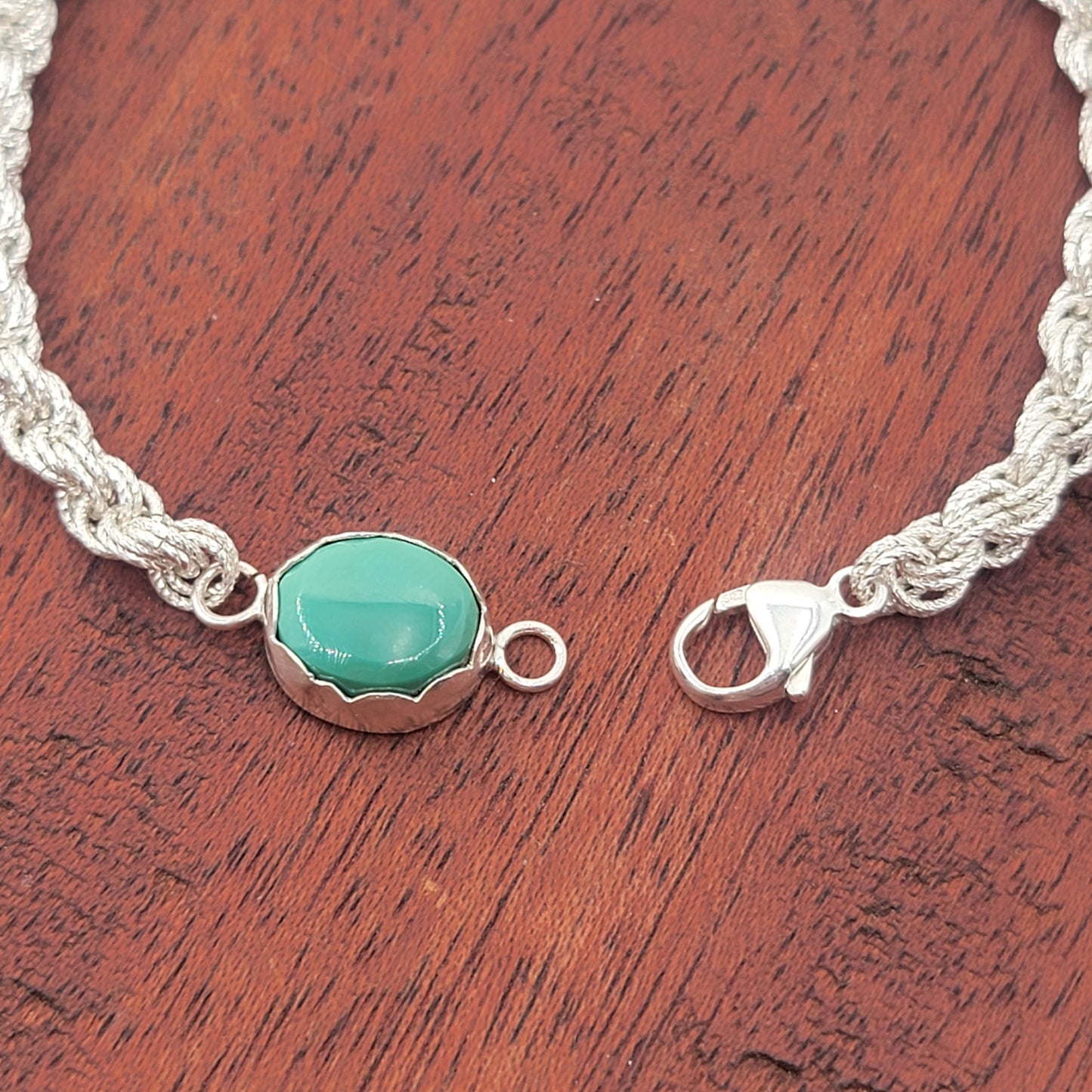 Small Silver Sparkle Chain Bracelet with Turquoise