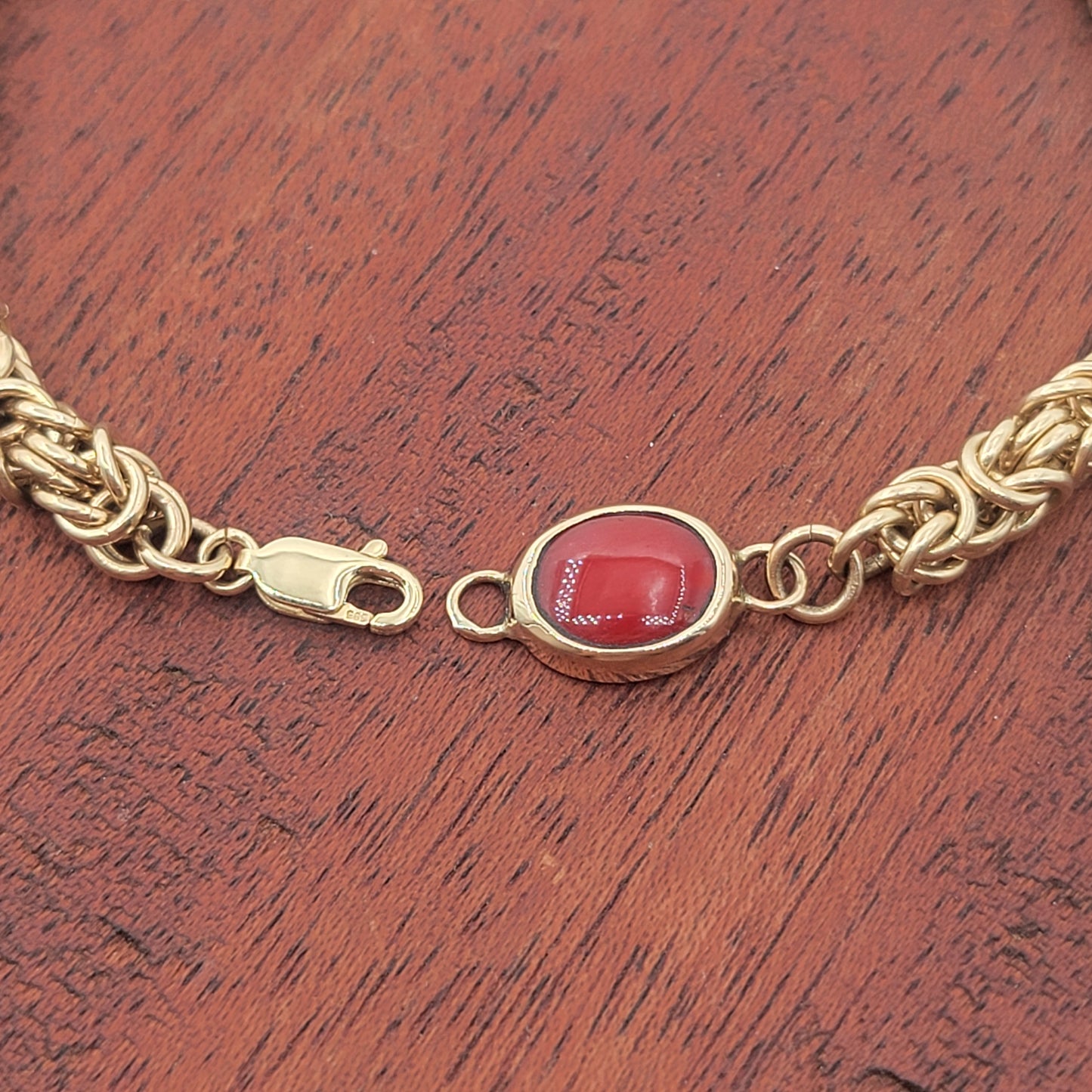 Small Gold Chain Bracelet with Coral
