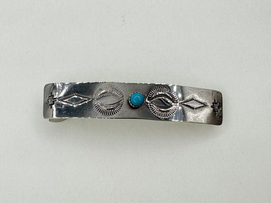 Small Sterling Silver Barette with Sleeping Beauty Turquoise