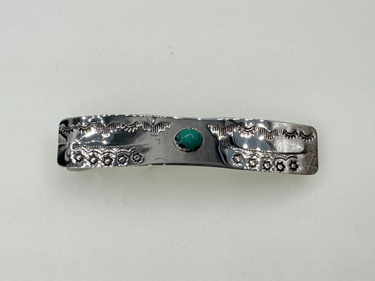 Small Sterling Silver Barrette with Arizona Turquoise
