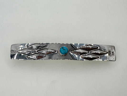Large Sterling Silver Barrette with Turquoise