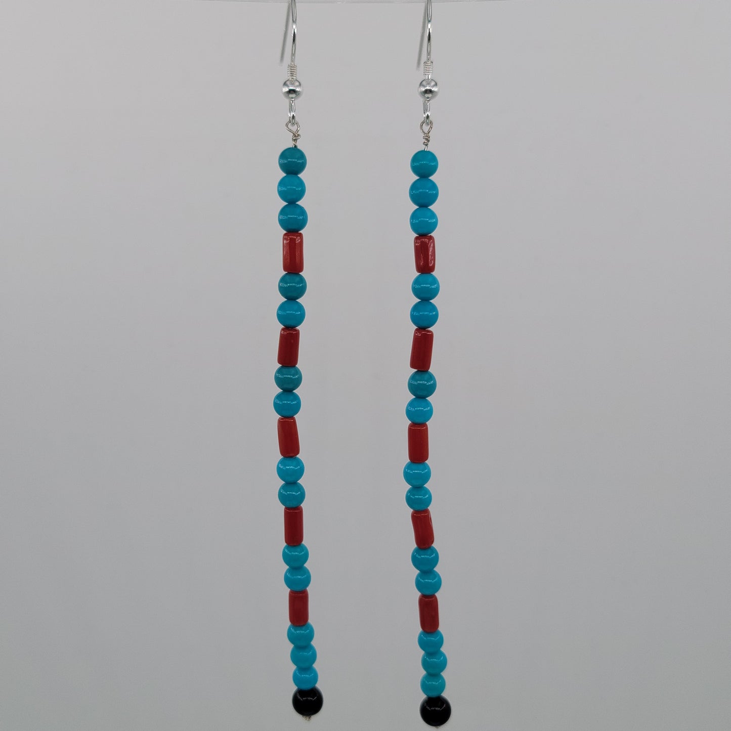 Turquoise and Coral Stand with Black Onyx