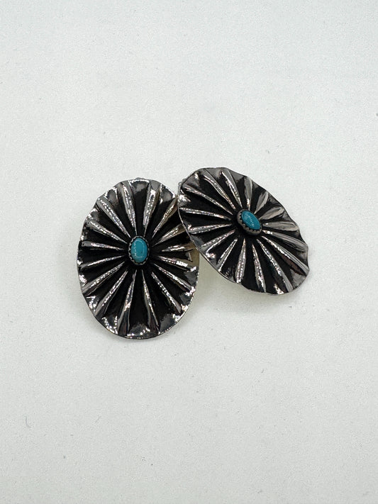 Plate Concho Earrings with Turquoise