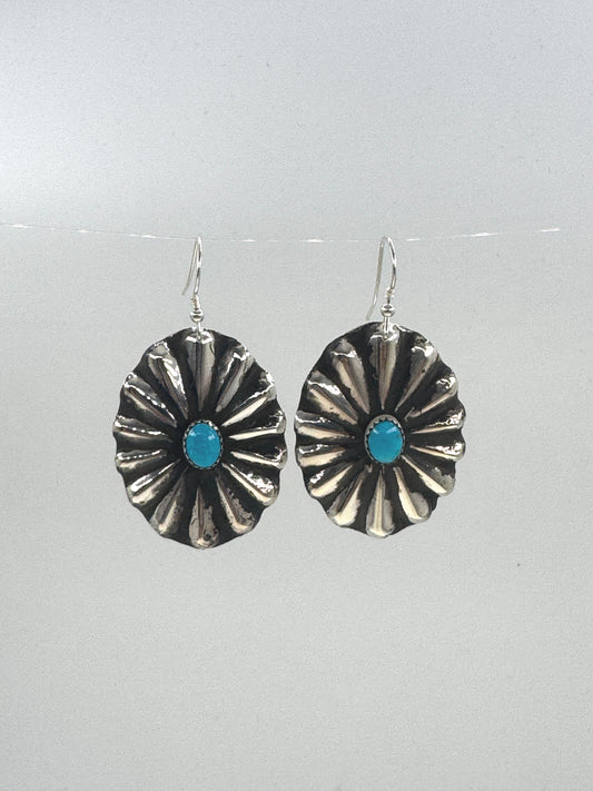 Dangle Concho Earrings with Turquoise