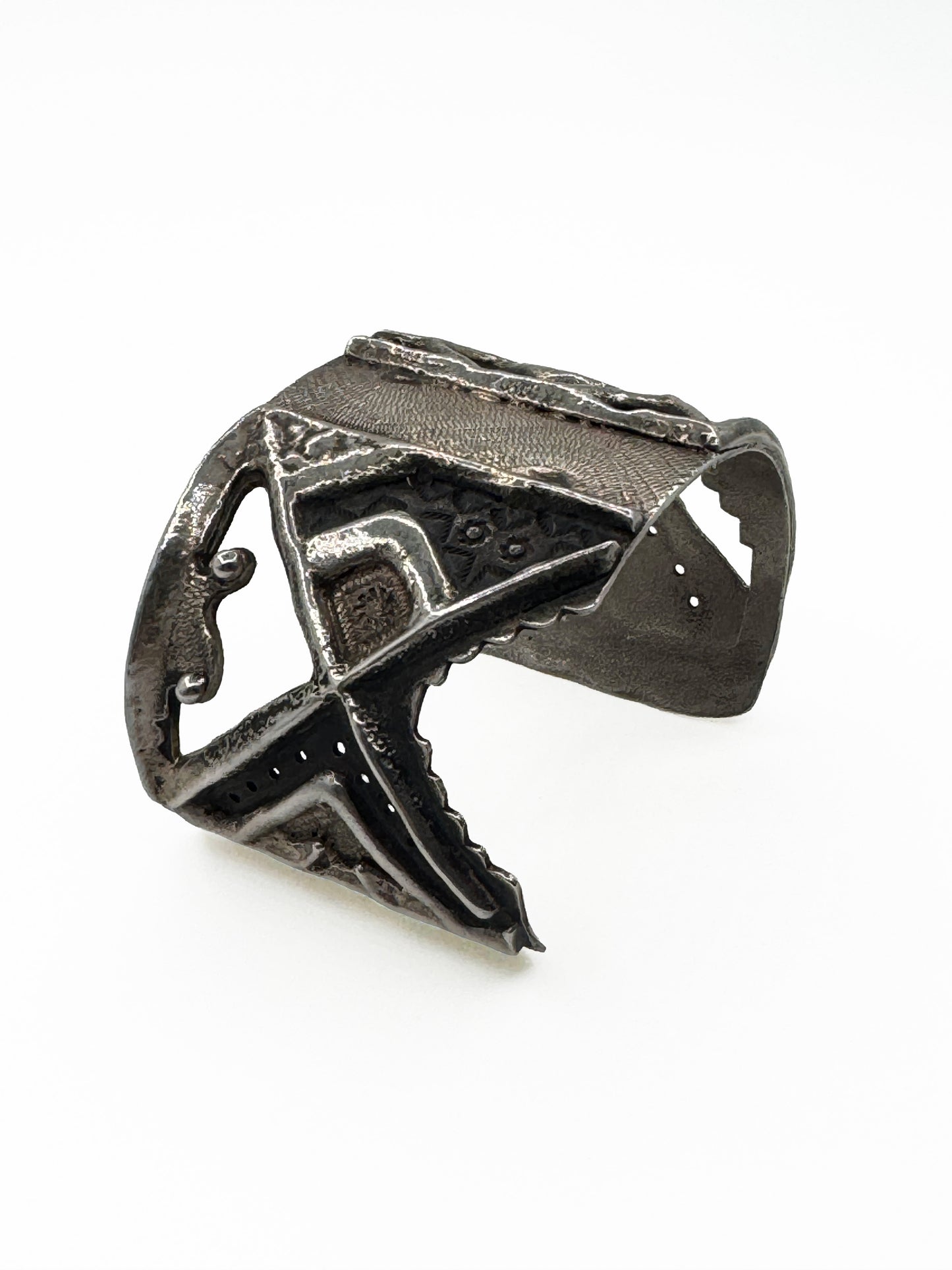 Contemporary Cuff Bracelet (Tufa Cast & Sheet (Hand Engraved)
