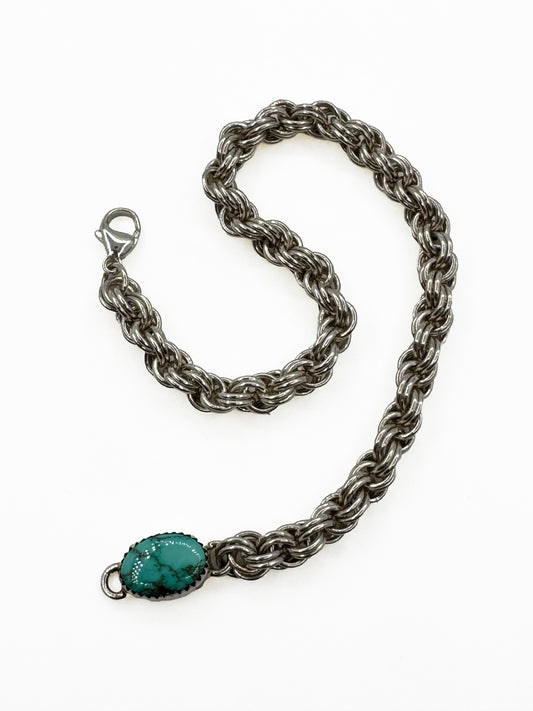 French Rope Chain Bracelet with Turquoise