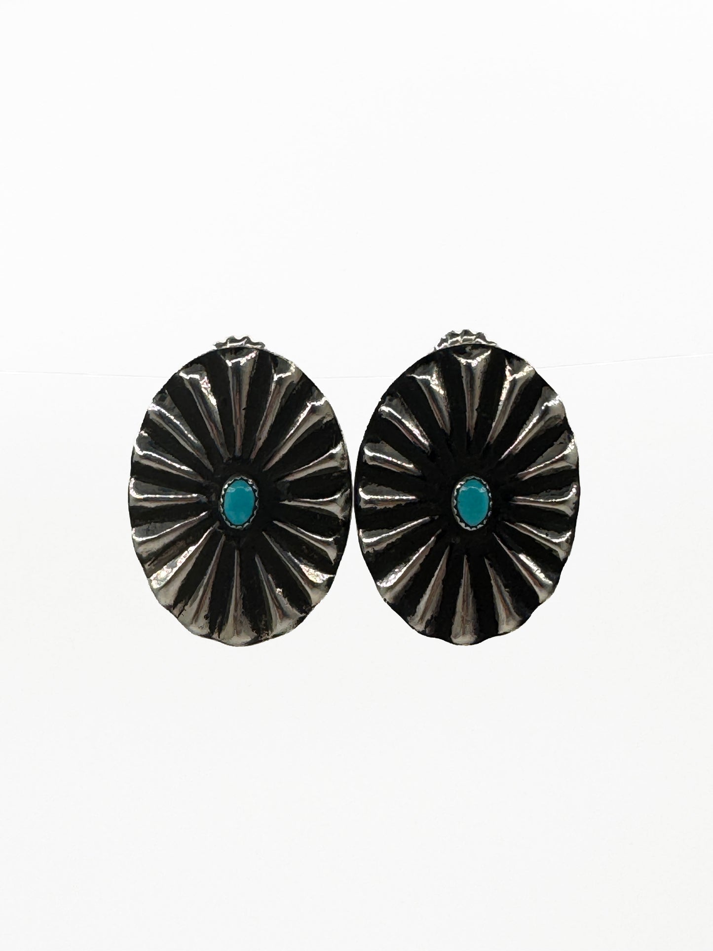Concho Post Earrings with Turquoise