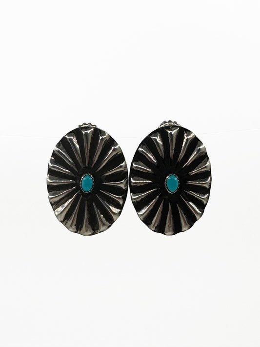 Concho Post Earrings with Turquoise
