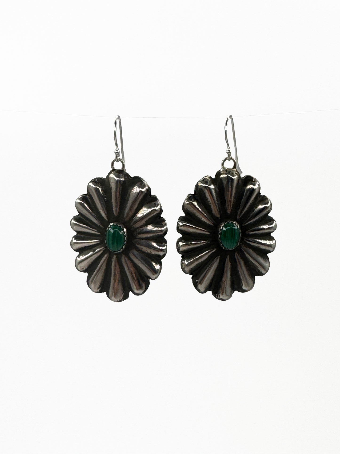Concho Earrings with Malachite