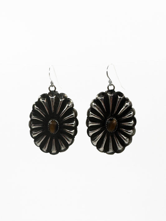 Concho Earrings with Tigers Eye