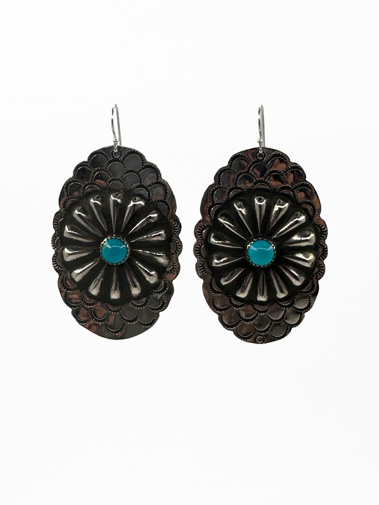Large Concho Earrings with Sleeping Beauty Turquoise