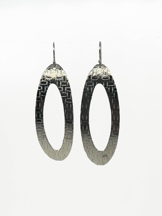 Square Texture Oval Earrings