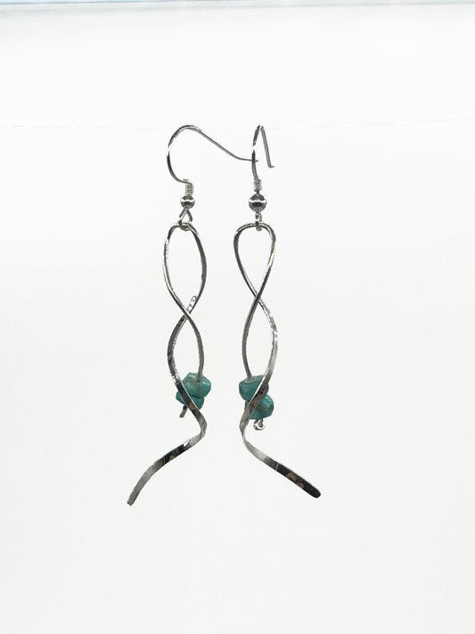 Turquoise Stone Twist Earrings