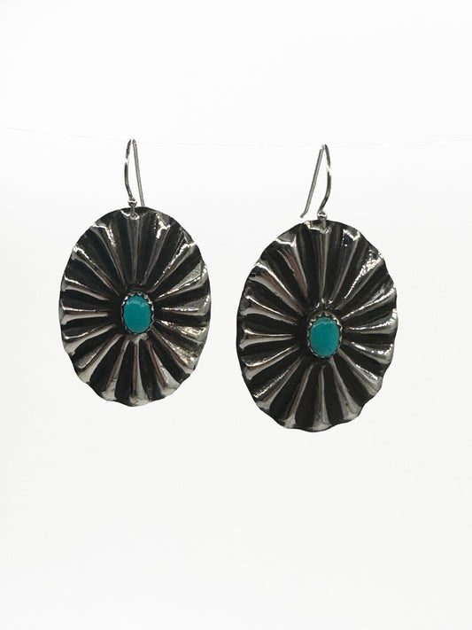 Wide Oval Concho Dangles with Turquoise