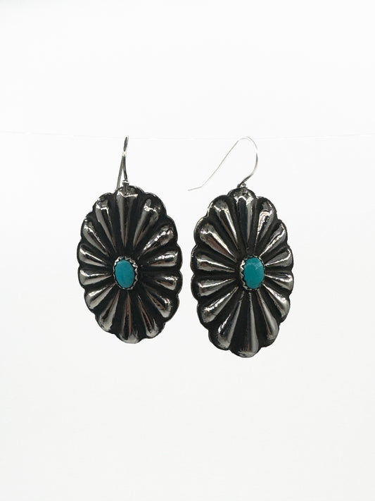 Narrow Oval Conchos with Sleeping Beauty Turquoise