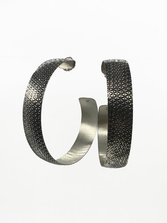 Long Narrow Diamond Texture Hoops