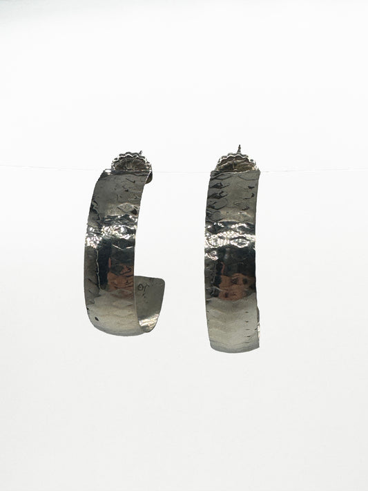 Small Round Narrow Diamond Texture Hoops