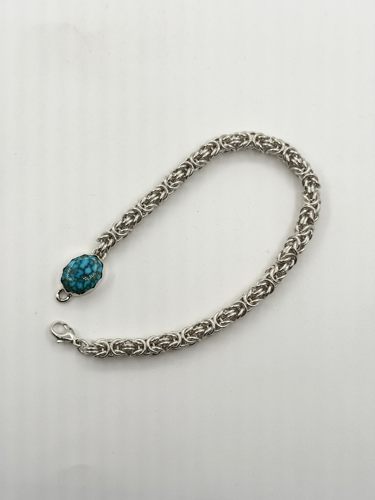 Small Byzantine Chain Bracelet with Kingman Turquoise