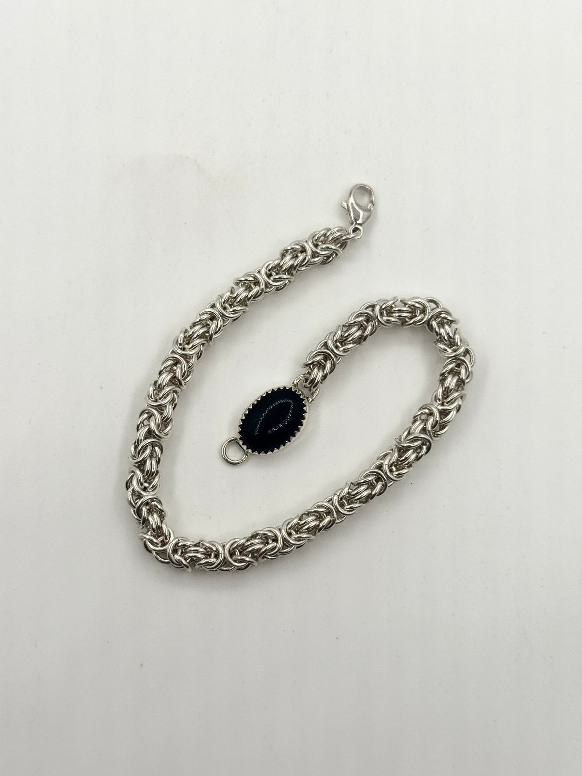 Small Byzantine Chain Bracelet with Black Onyx