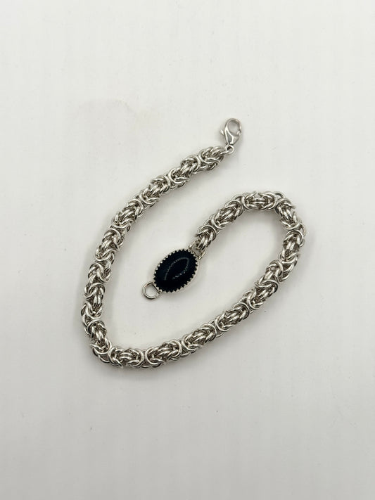 Small Byzantine Chain Bracelet with Black Onyx