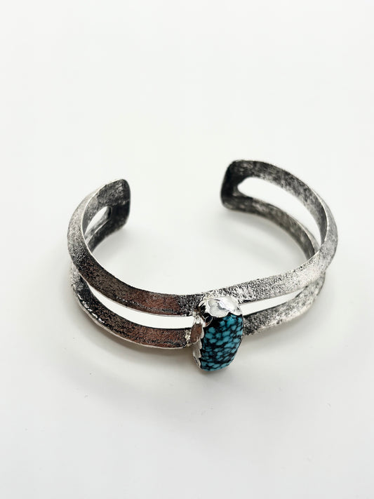 Double Straight Tufa Cast with Kingman Web Turquoise
