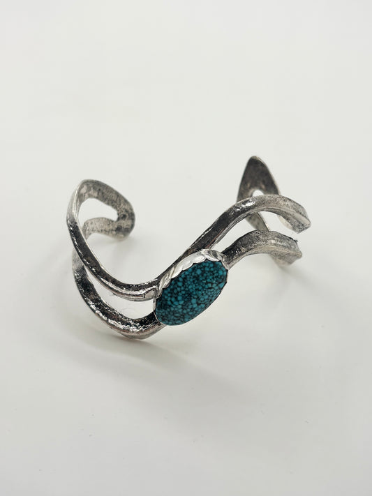 Double Wave Tufa Cast with Kingman Web Turquoise