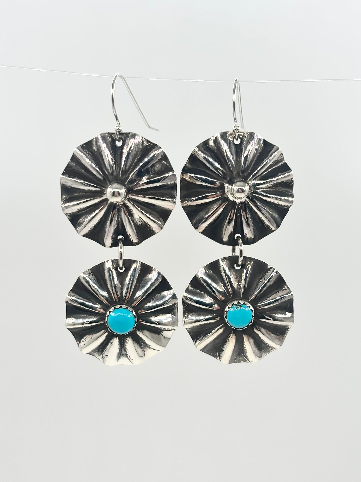 Dangle One Inch Double Concho with Sleeping Beauty Turquoise