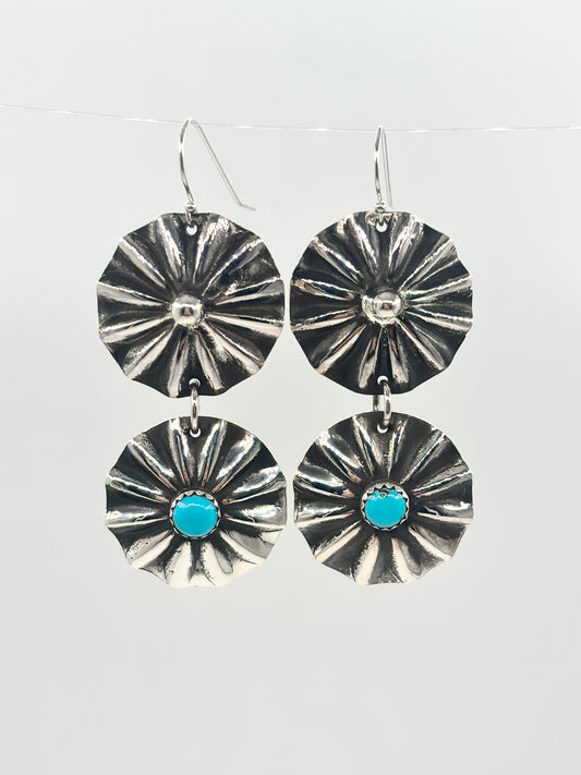 Dangle One Inch Double Concho with Sleeping Beauty Turquoise