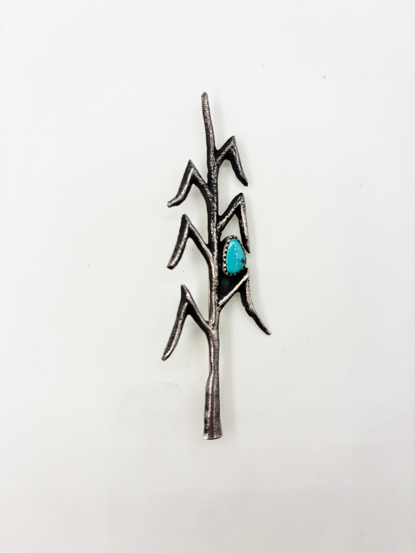 Corn Stalk with Sleeping Beauty Tufa Cast Pin