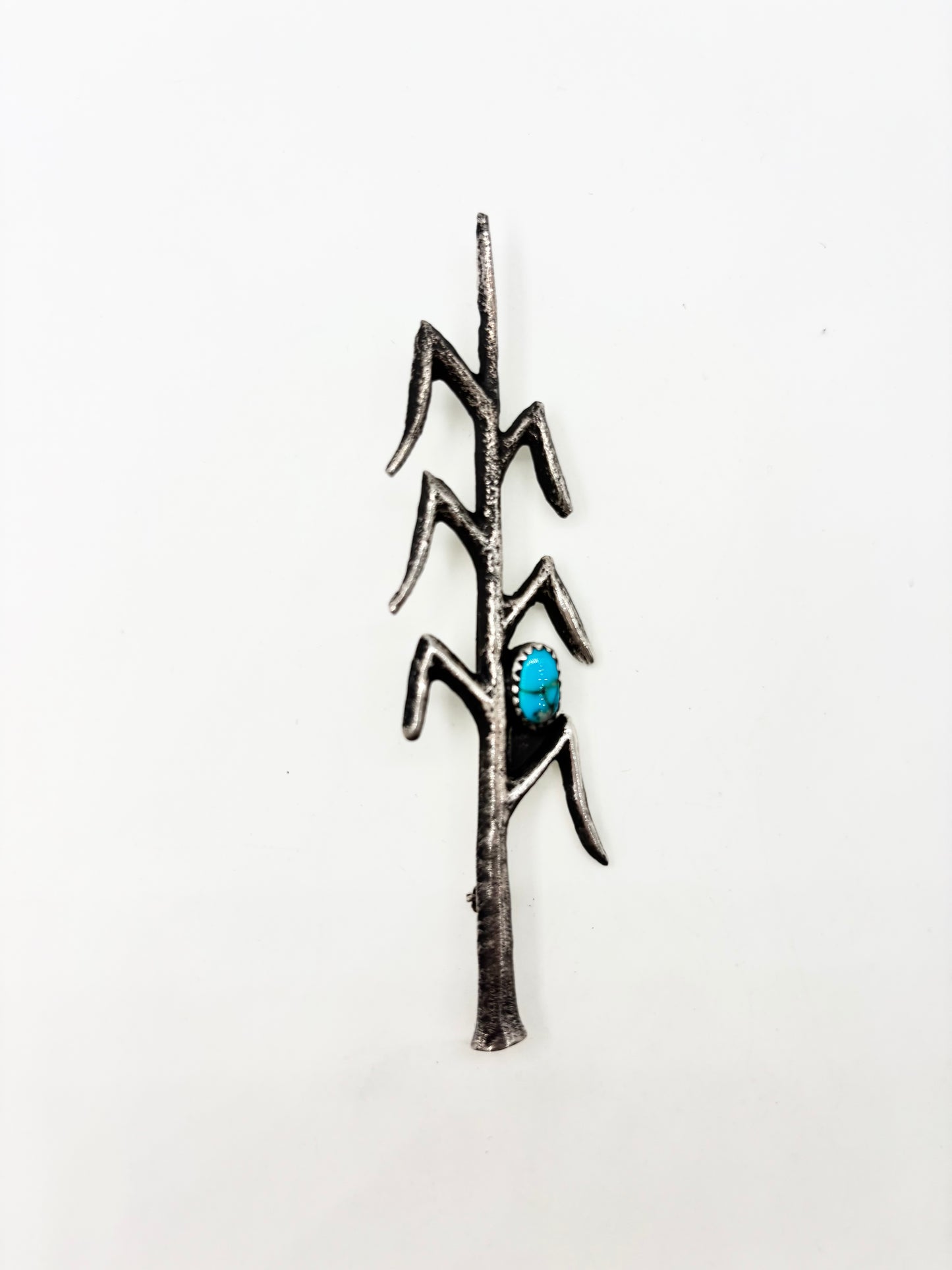 Corn Stalk with Sleeping Beauty Tufa Cast Pin