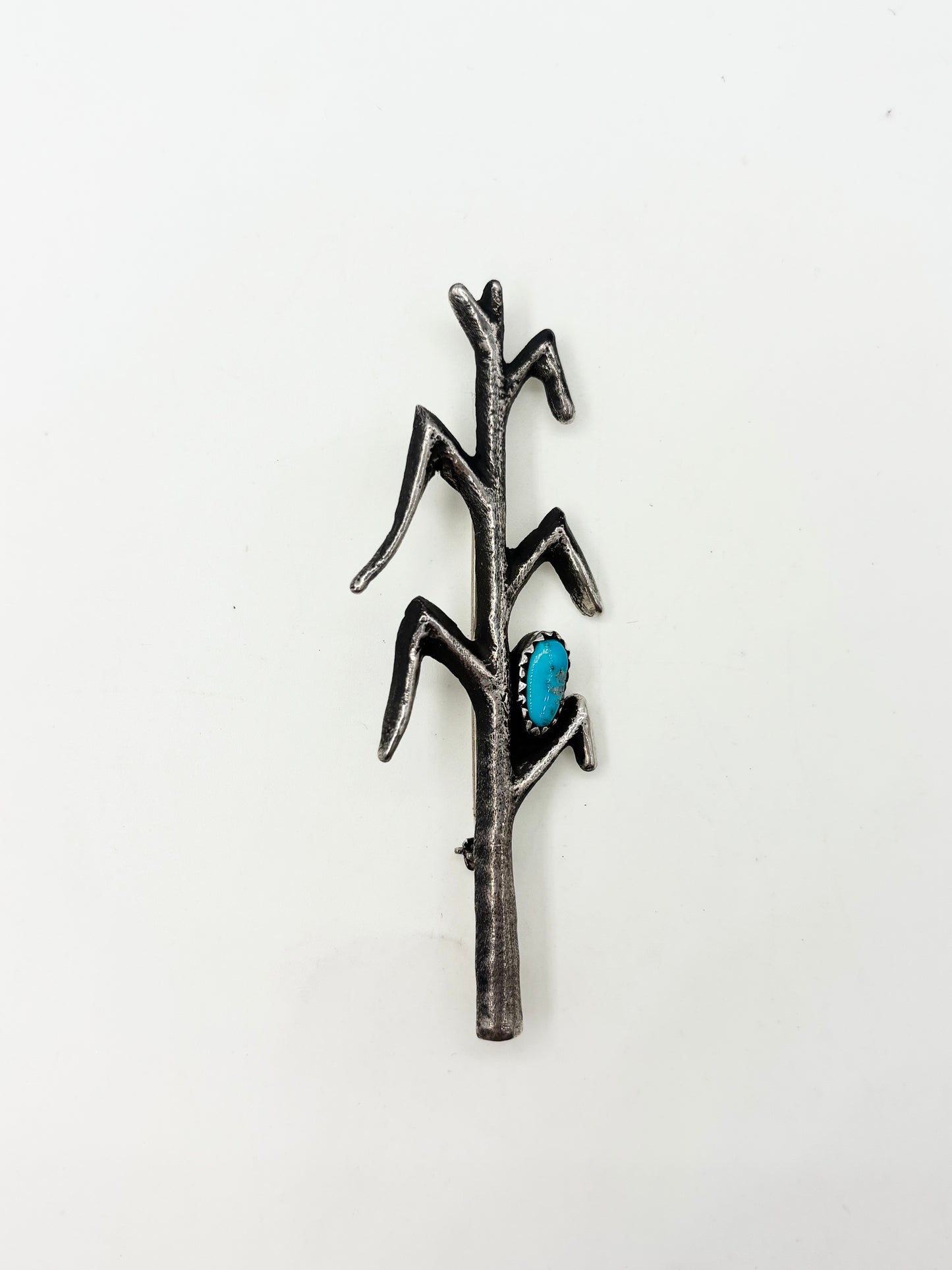Mini Corn Stalk with Sleeping Beauty Tufa Cast Pin