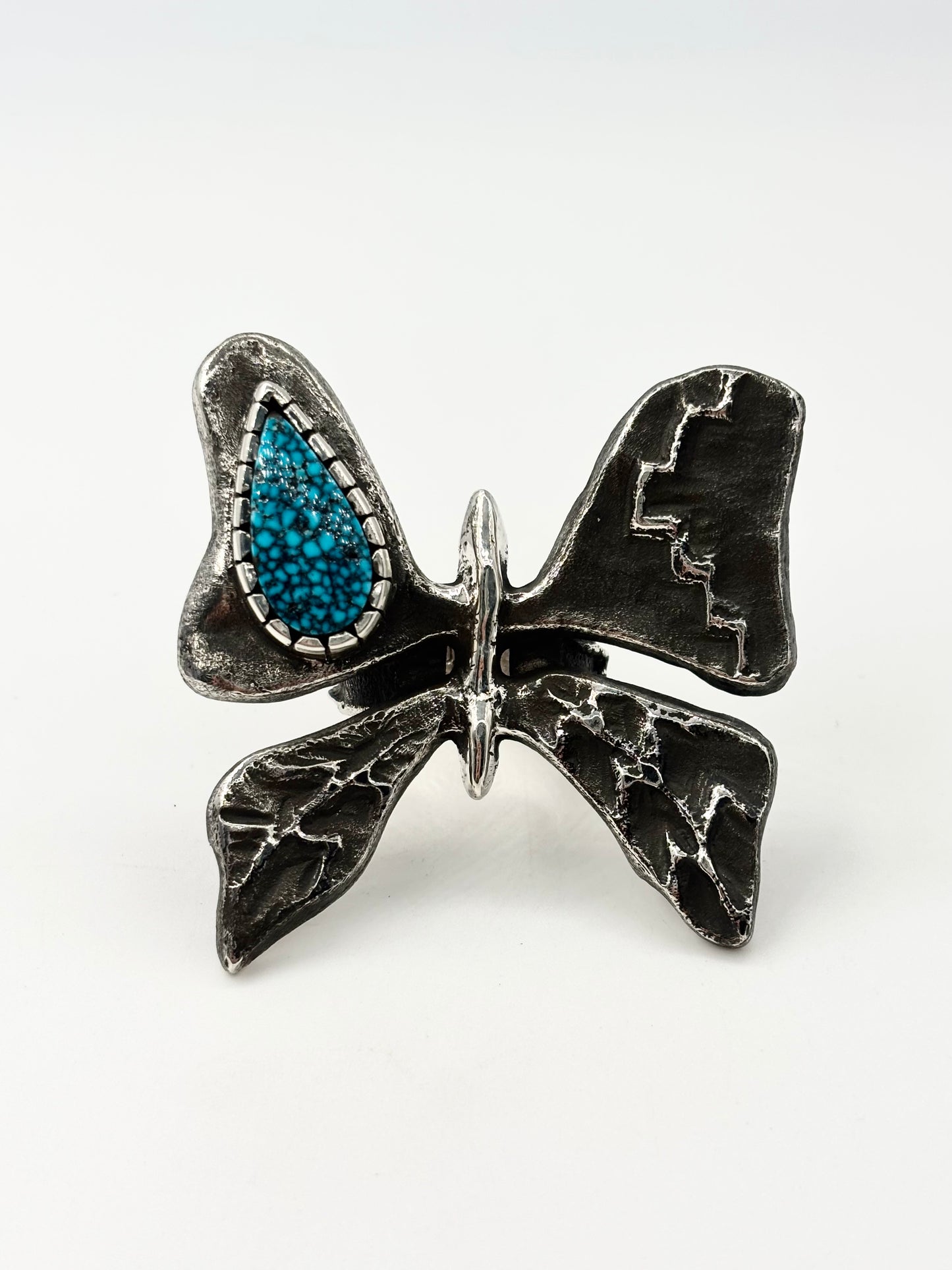 Butterfly Tufa Cast Ring with Blackweb Kingman
