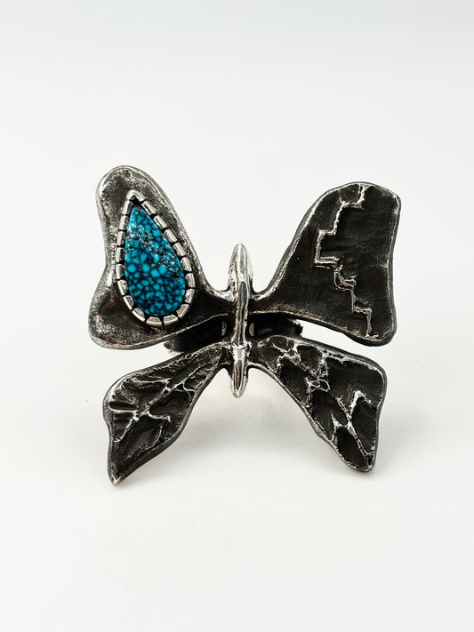 Butterfly Tufa Cast Ring with Blackweb Kingman